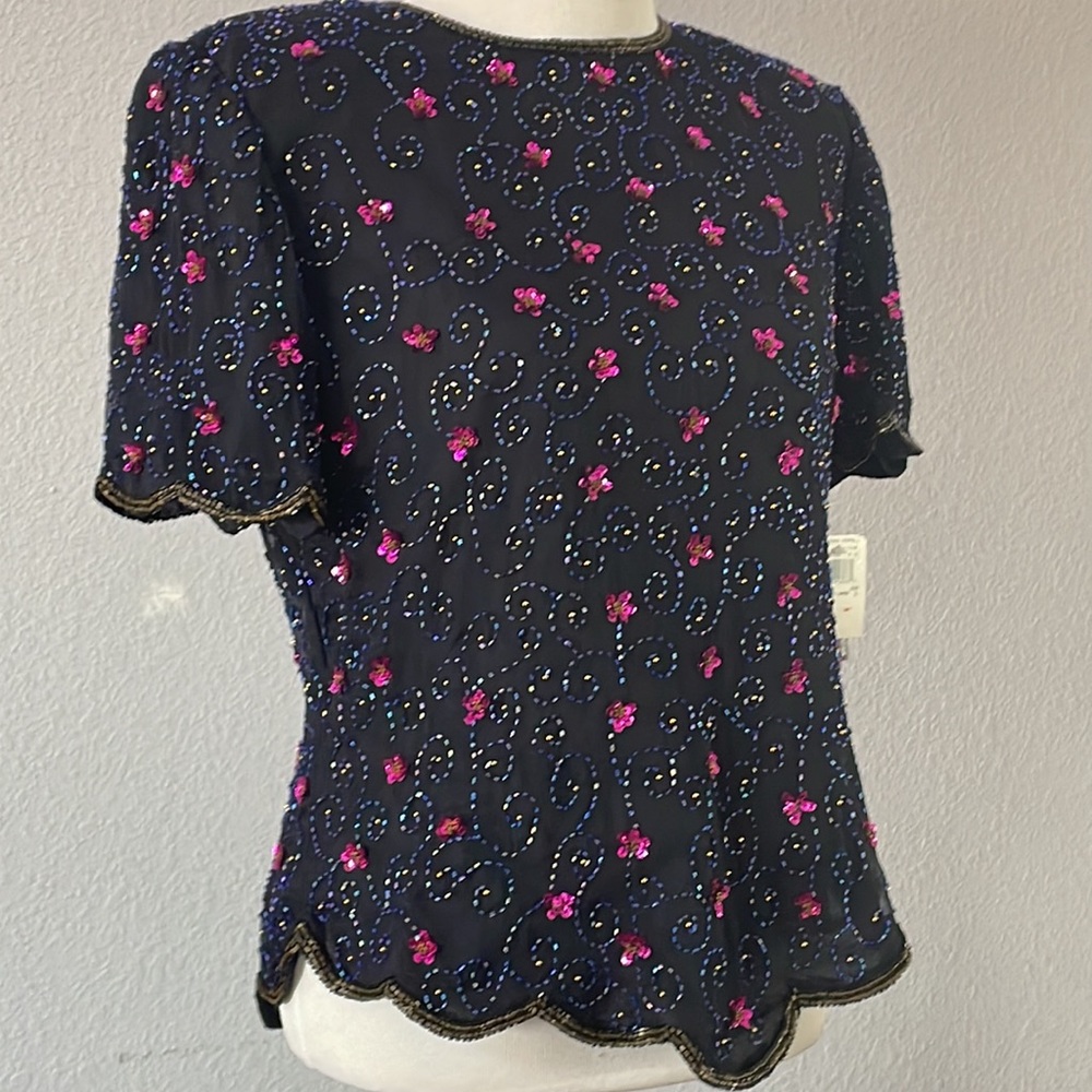 Paper Boutique Evening 100% silk Blouse top Sz L